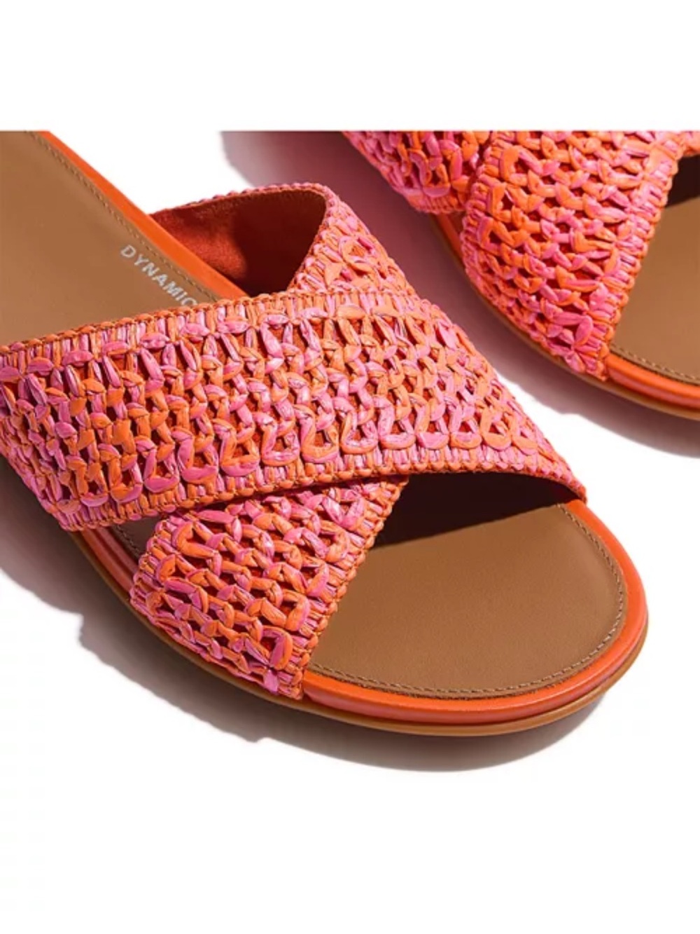 FitFlop Orange Coral Woven Cross-Band Slides - Picture 2 of 4